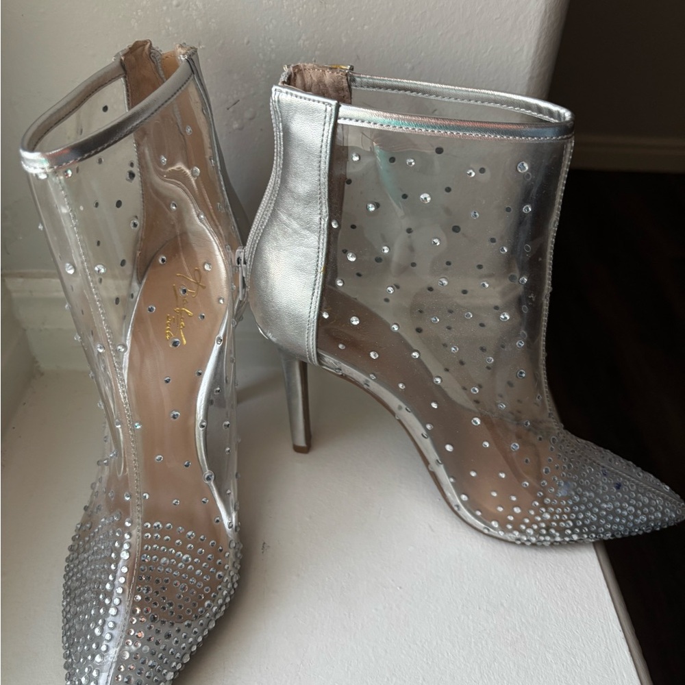 Thalia Sodi Silver Rhinestone Heels